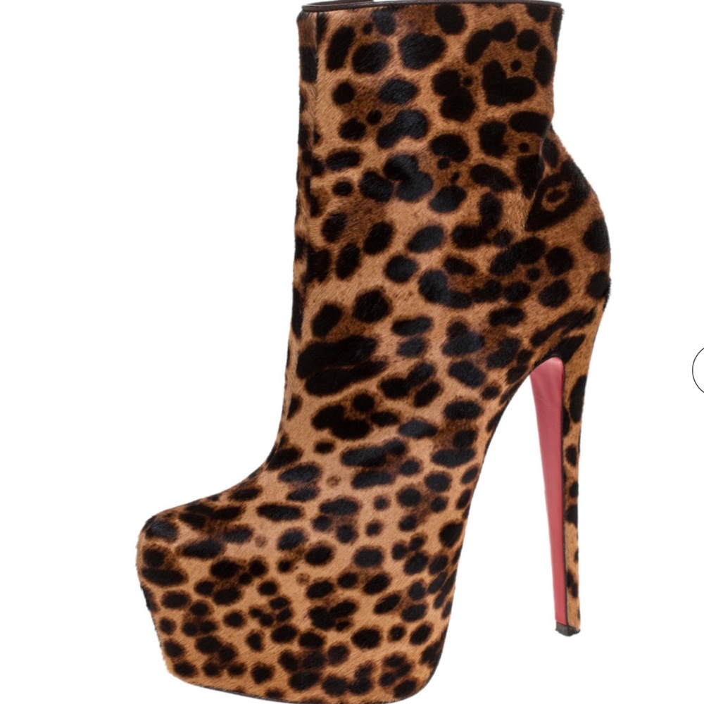 Christian Louboutin Fierce booties pony hair/cheetah print platform
